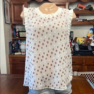 Current Air White Sleeveless Ruffled Blouse